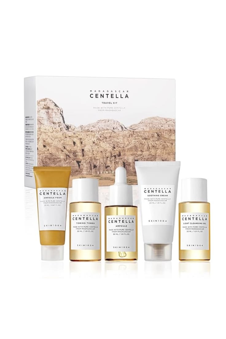 SKIN1004 Centella Cleanser, Face Serum, Toner, Soothing SkinCare Travel Set